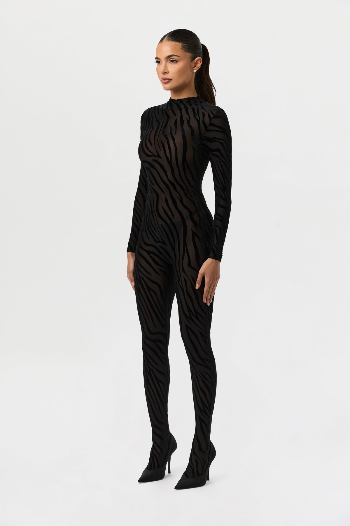 Zebra Black Burnout Closed Toe Jumpsuit