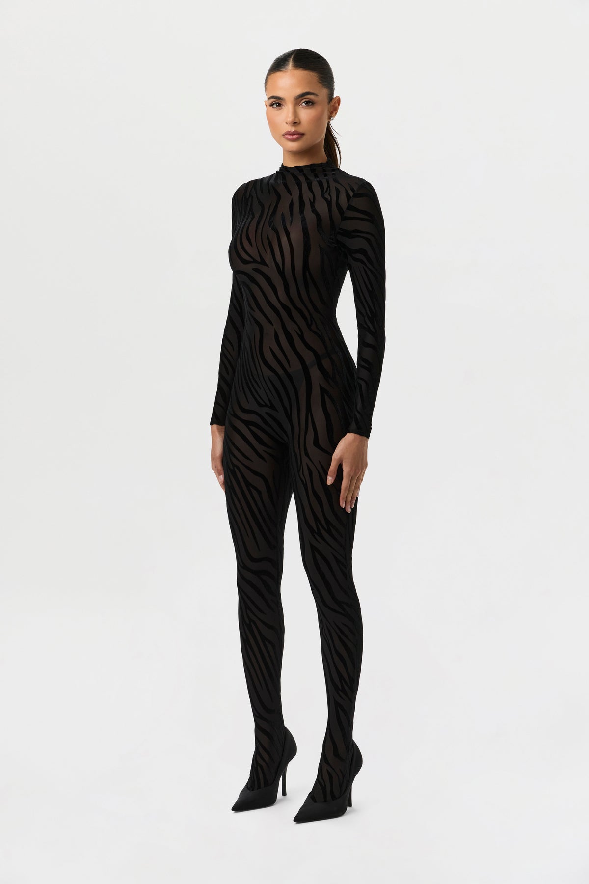 Leopard Dark Chocolate Burnout Closed Toe Jumpsuit