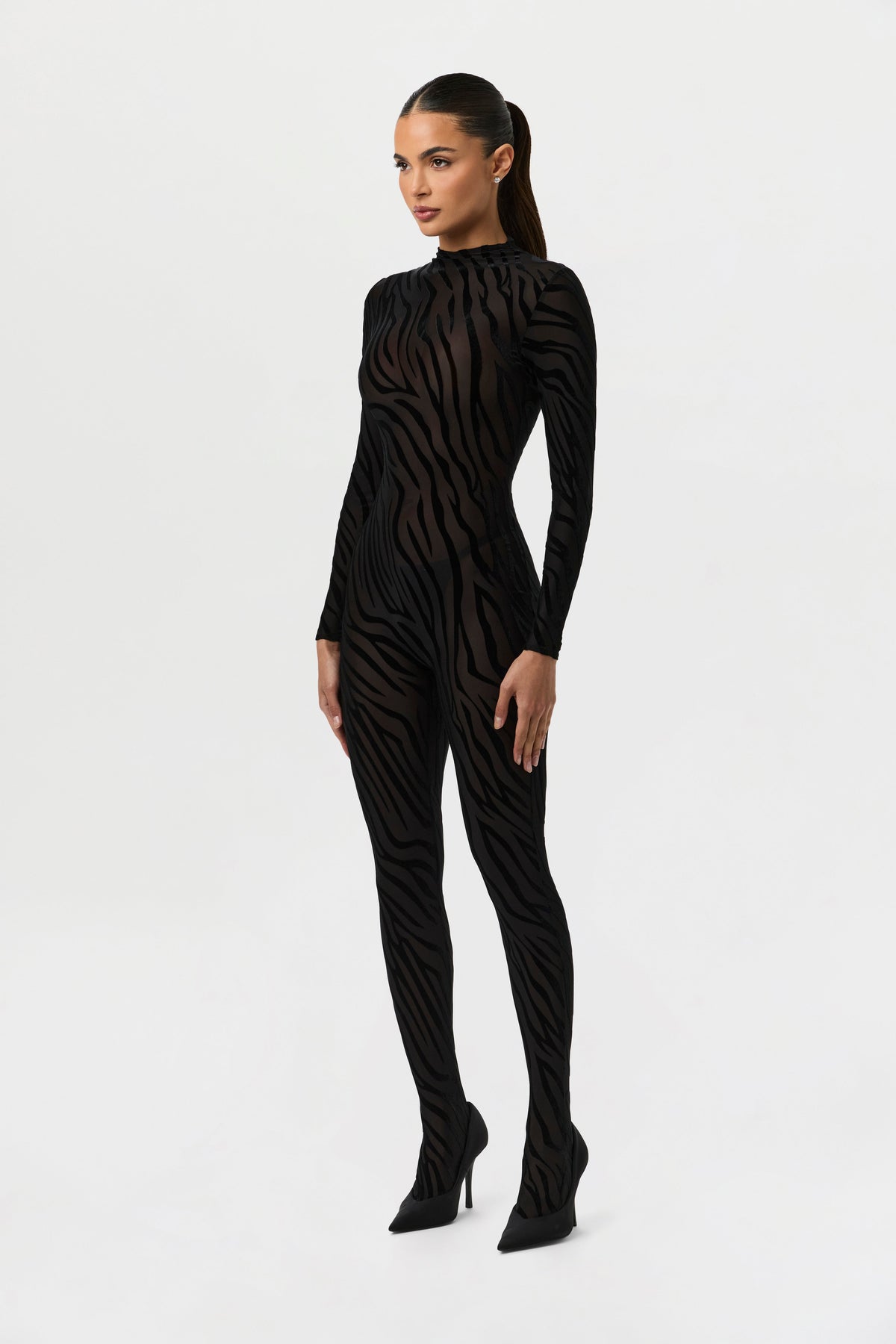 Zebra Black Burnout Closed Toe Jumpsuit