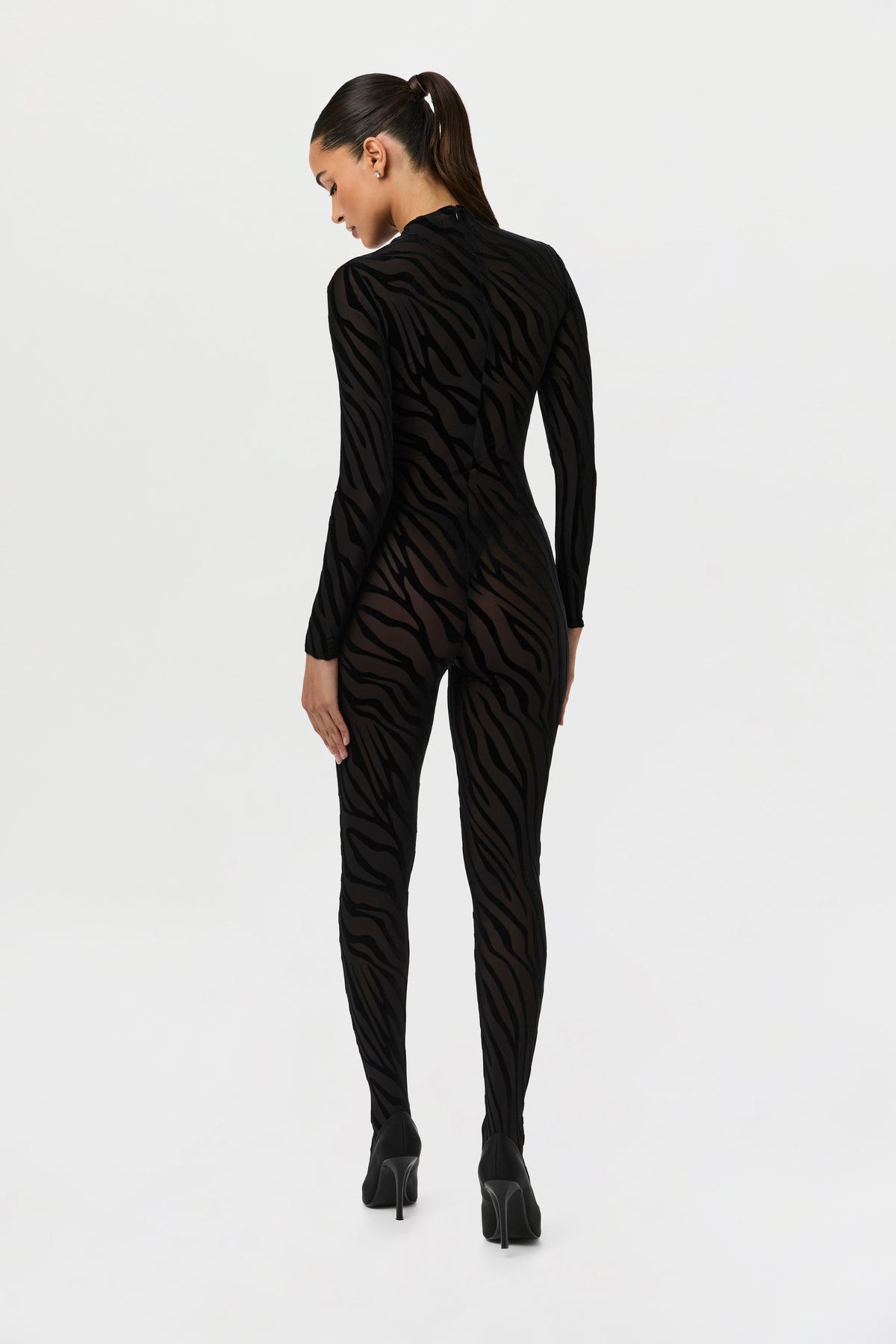 Leopard Dark Chocolate Burnout Closed Toe Jumpsuit