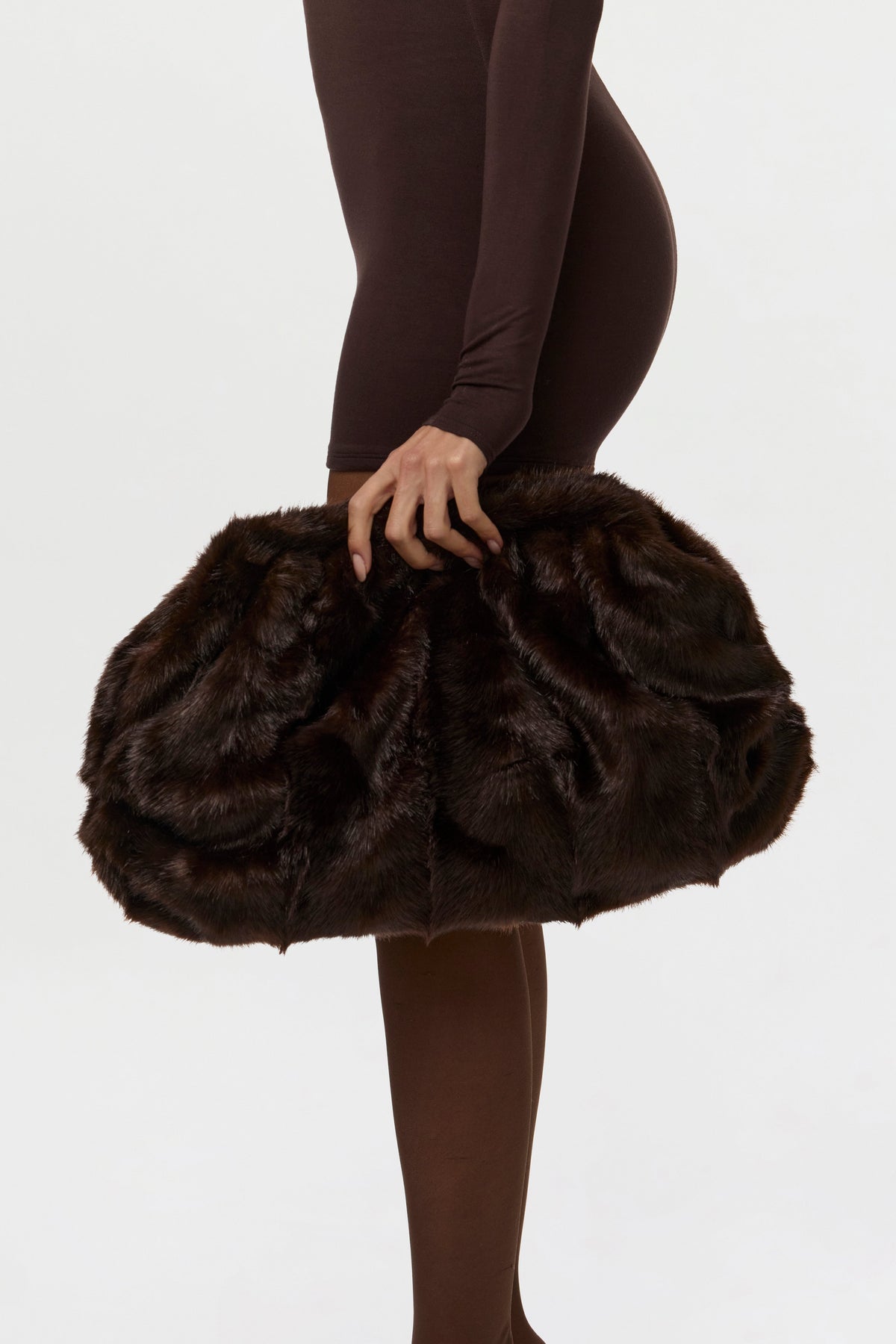 Dark Chocolate Faux Mink Handbag