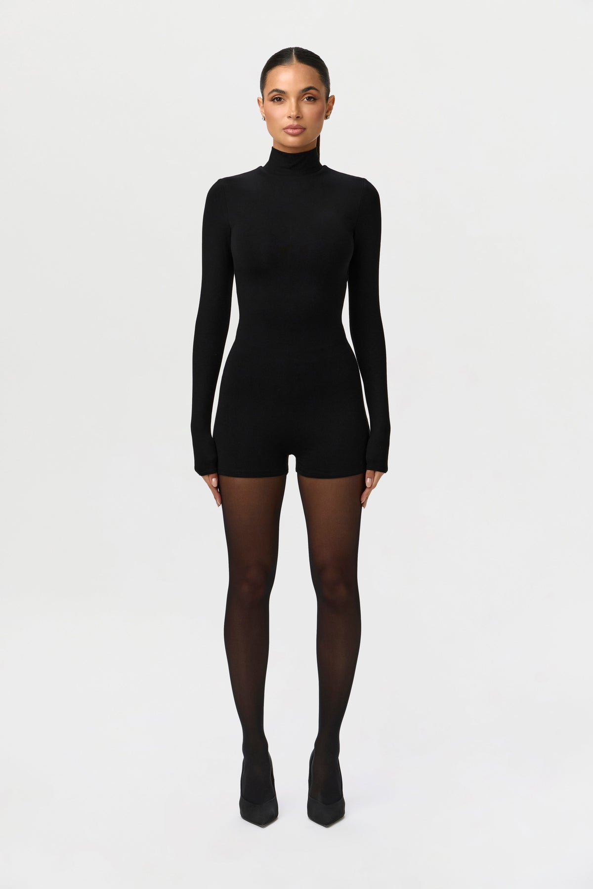 Black Butter Turtleneck Contour Romper