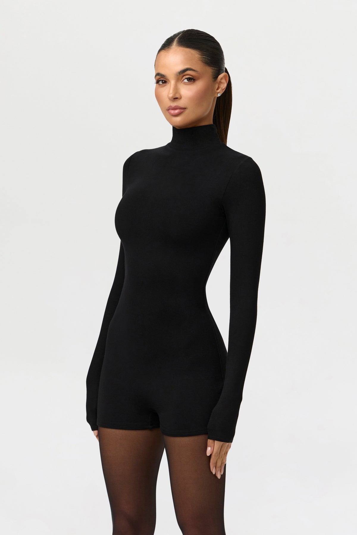 Black Butter Turtleneck Contour Romper