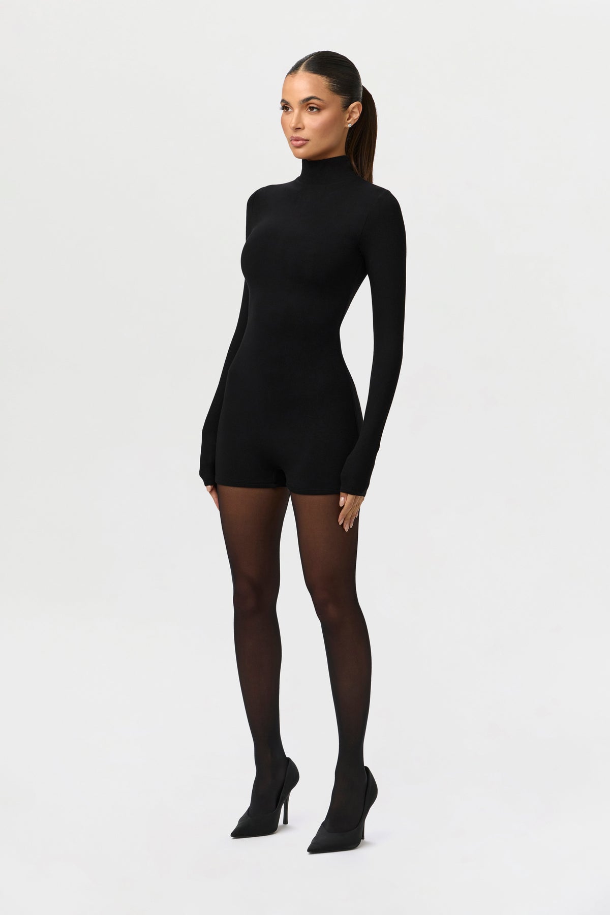 Black Butter Turtleneck Contour Romper
