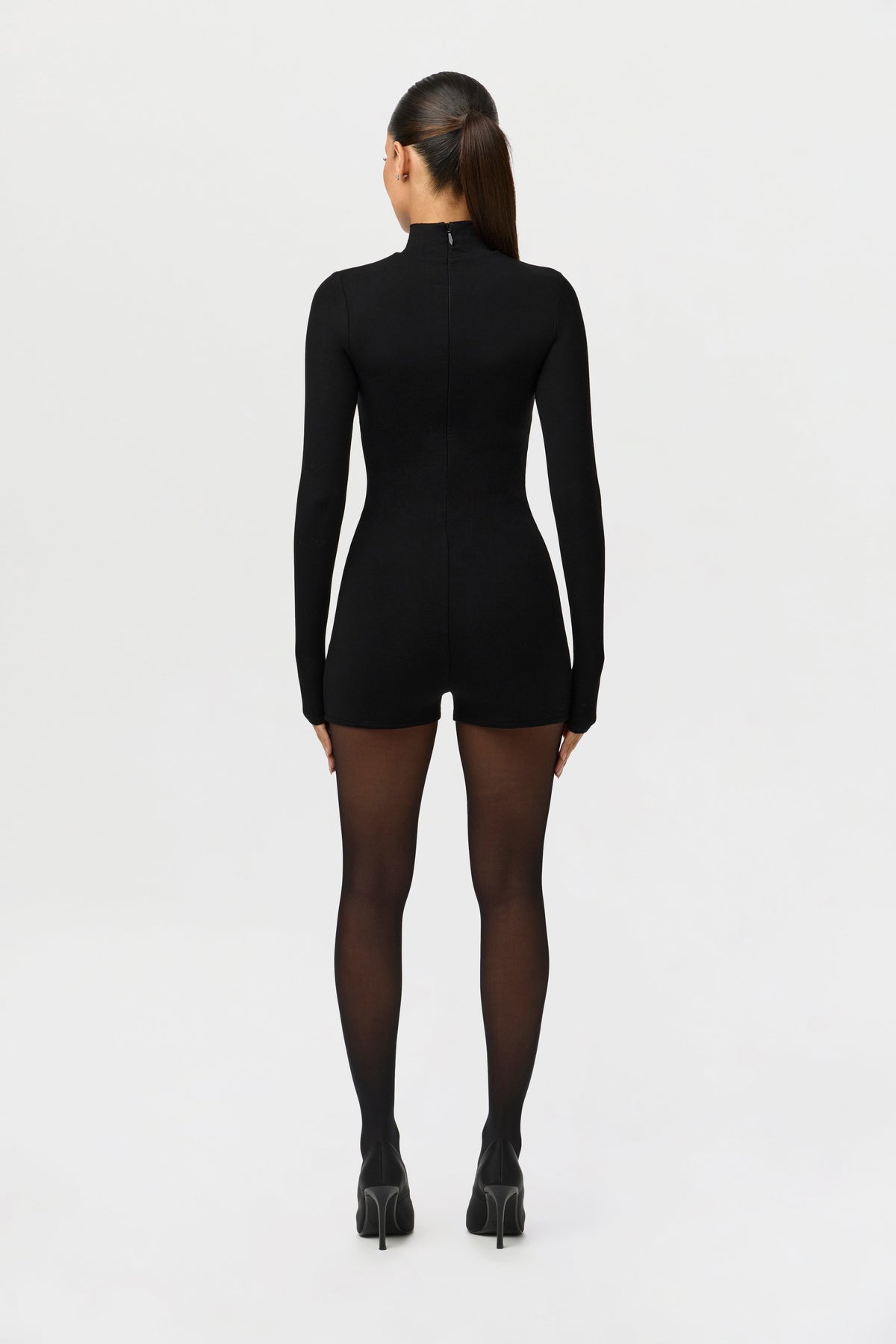 Black Butter Turtleneck Contour Romper