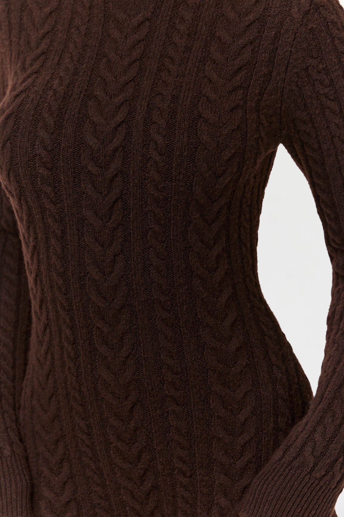 Dark Chocolate Cable Knit Turtleneck Romper