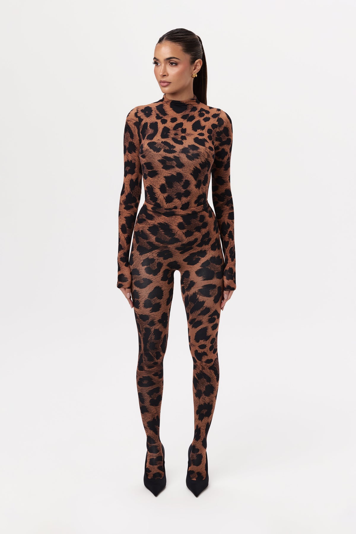 Leopard Naked Print Tights Petite