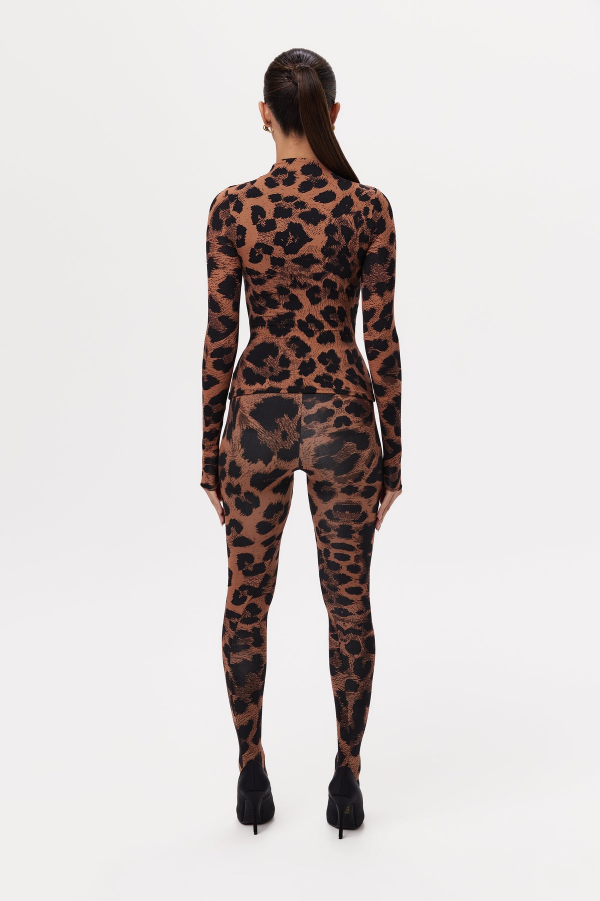 Leopard Naked Print Mock Neck Top