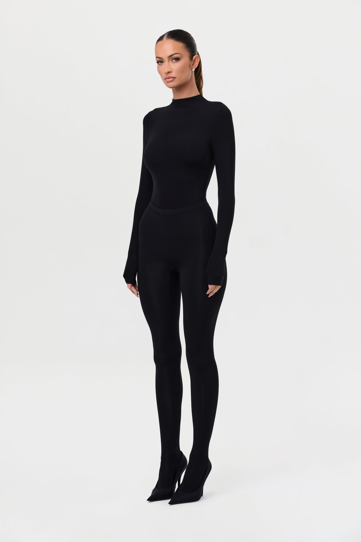 Black Naked Mock Neck Top