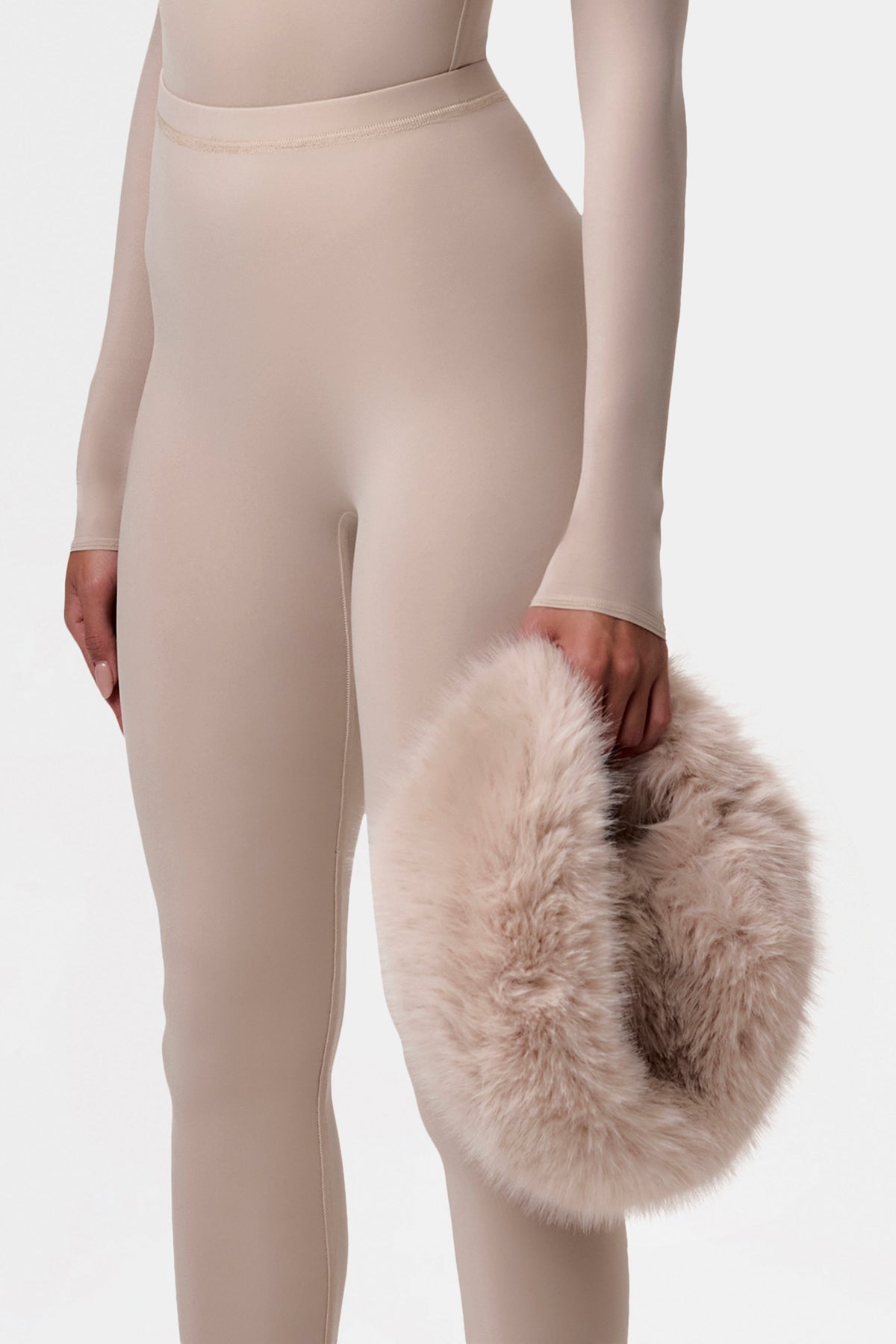 Cream Faux Fur Plush Mini Bag