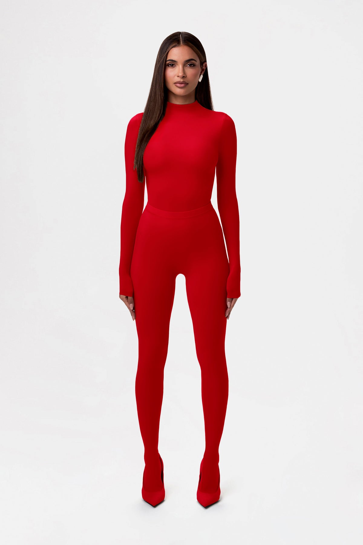 Red Naked Closed Toe Legging