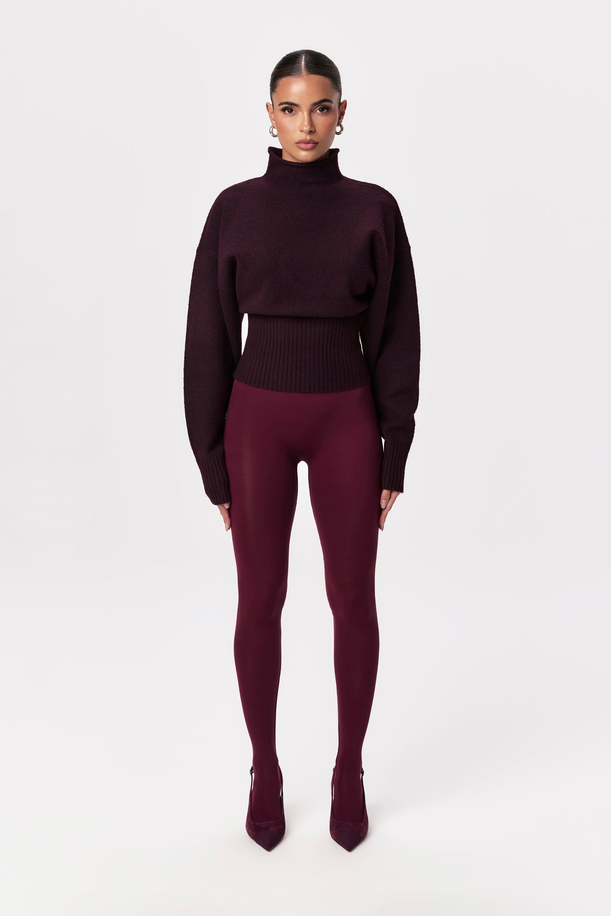Burgundy Naked Closed Toe Legging