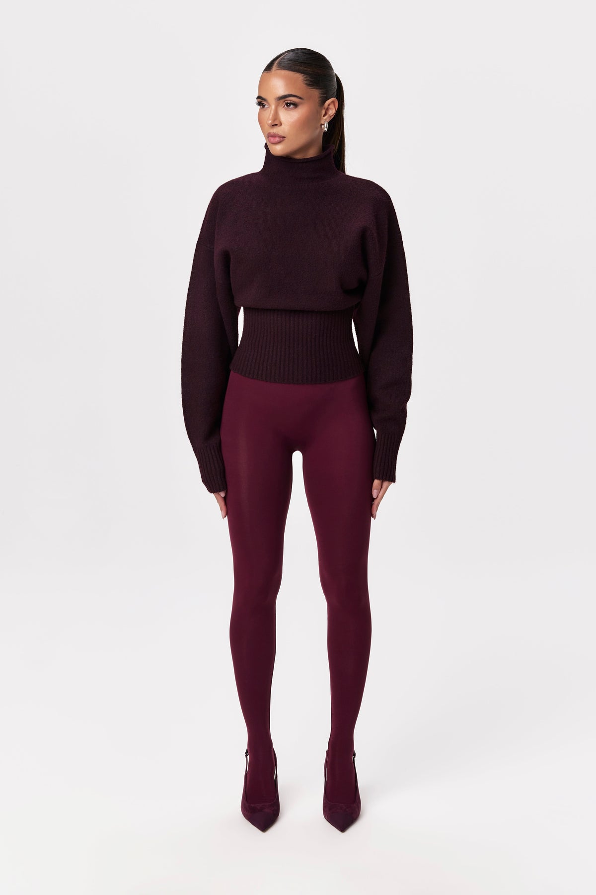 Burgundy Naked Closed Toe Legging