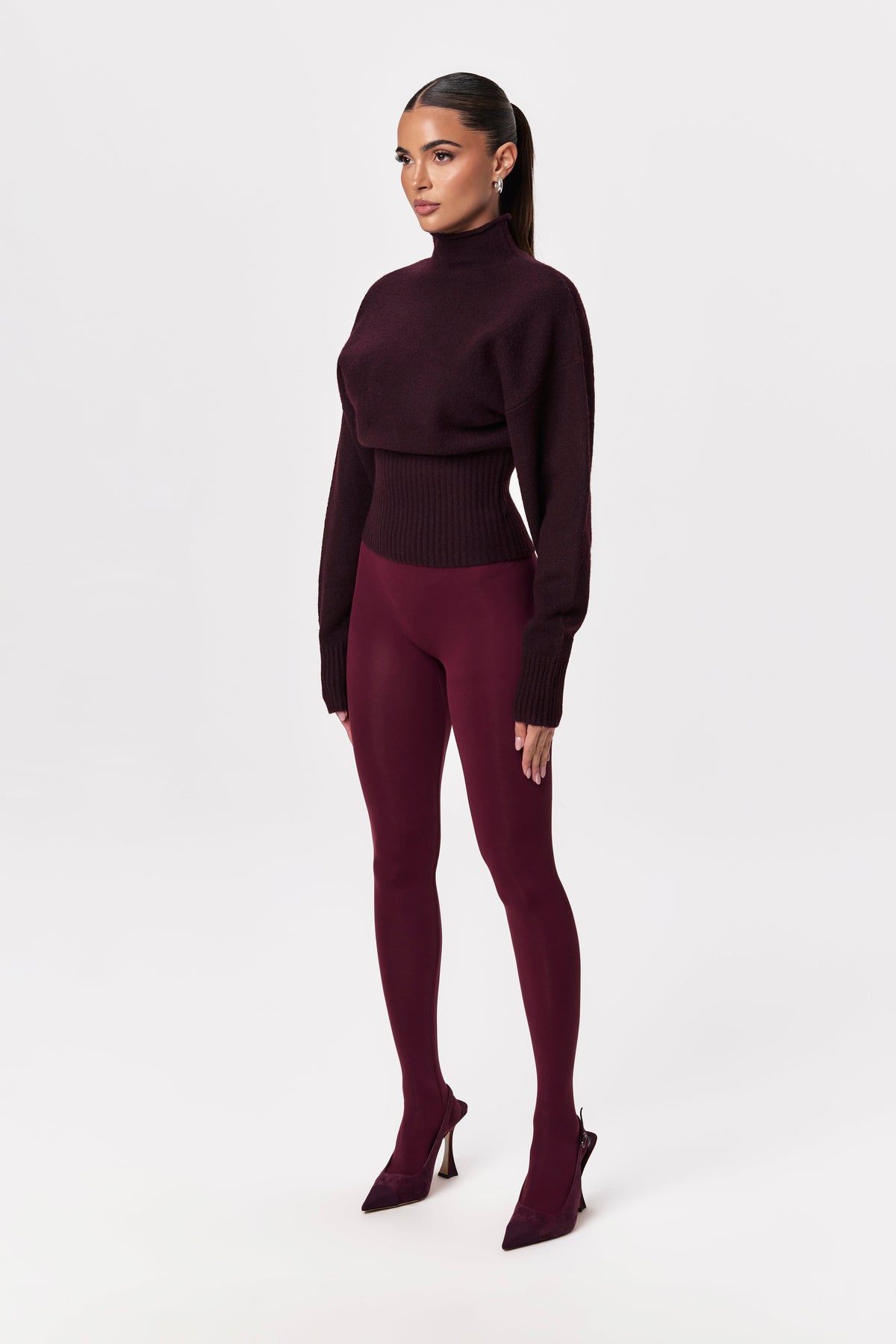 Burgundy Naked Closed Toe Legging