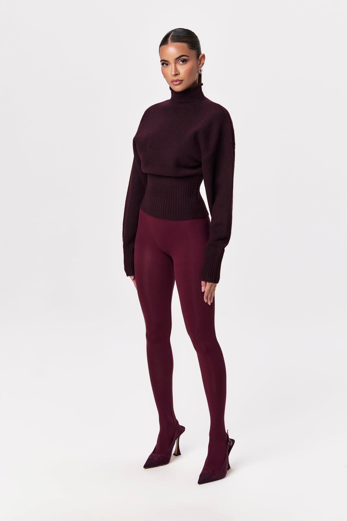 Burgundy Naked Closed Toe Legging