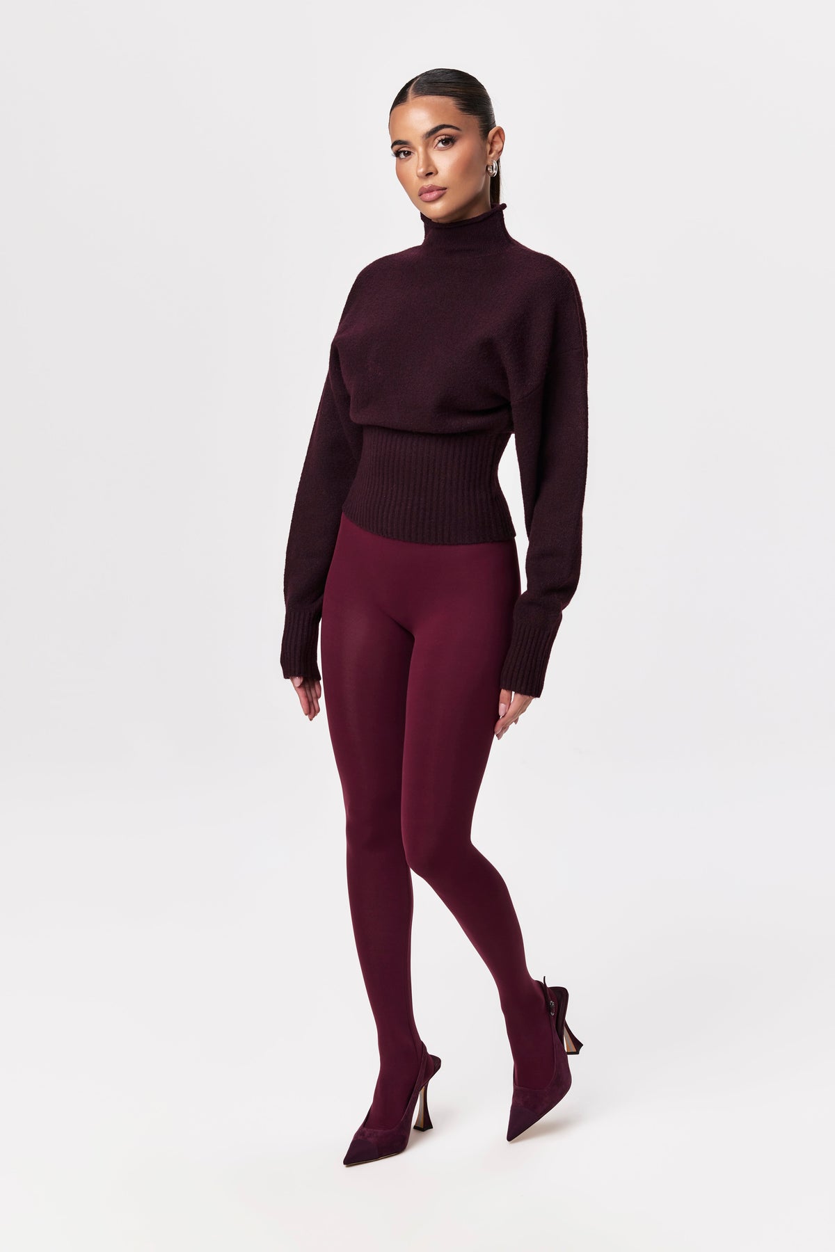 Burgundy Naked Closed Toe Legging