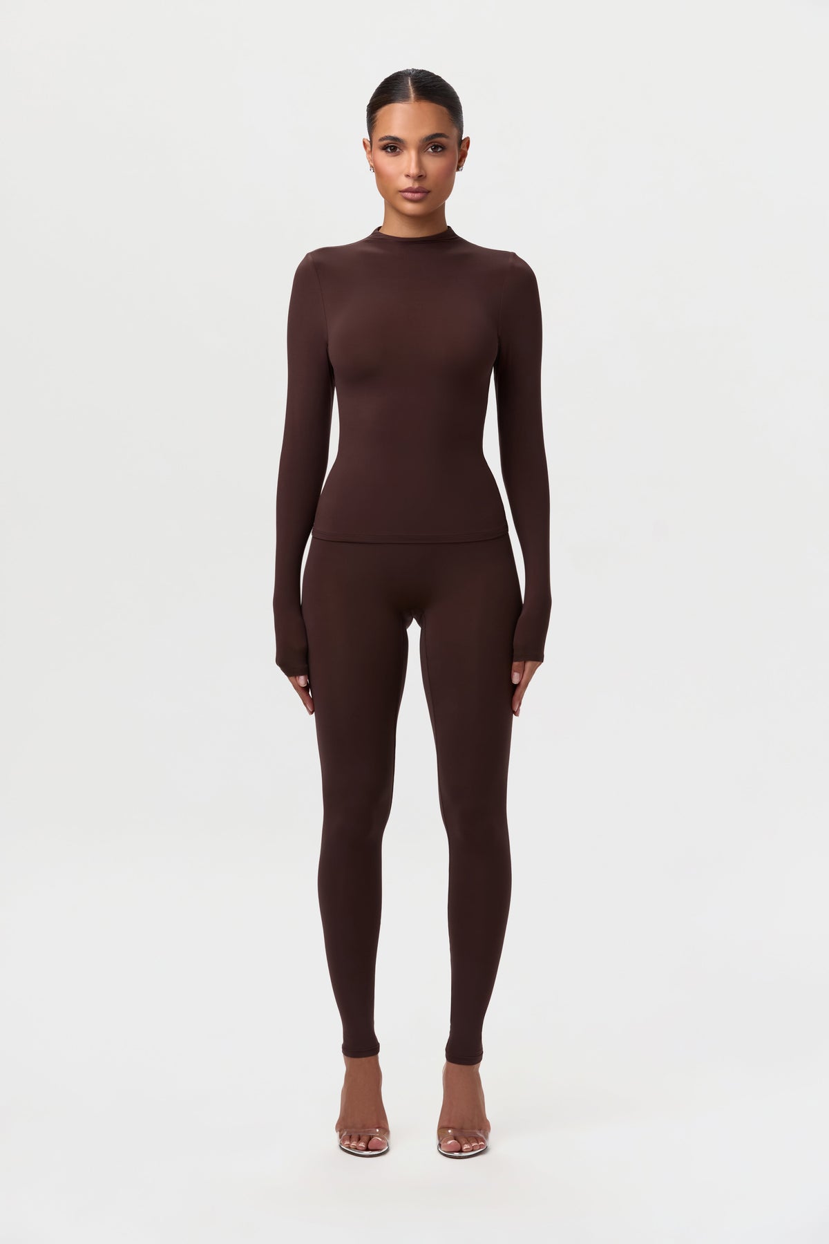 Dark Chocolate Naked Mock Neck Top