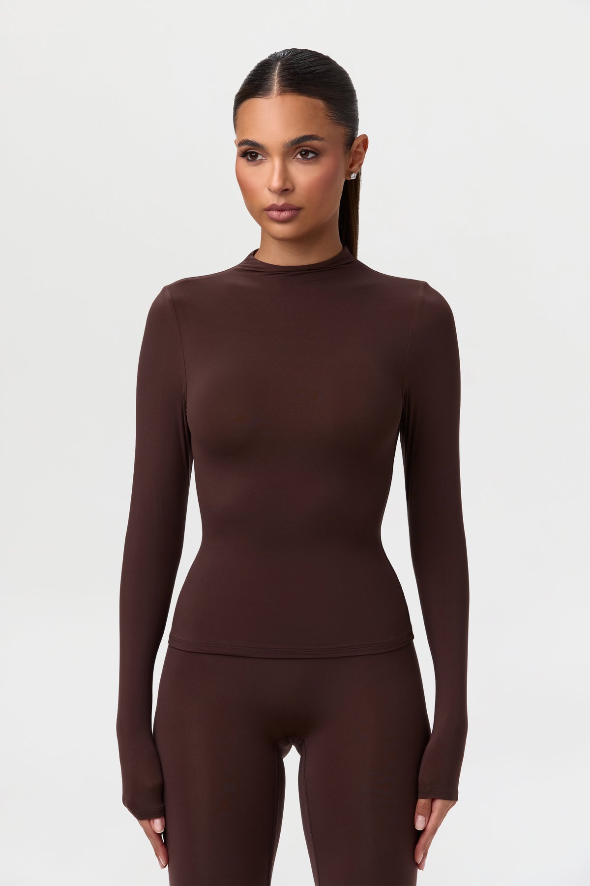 Dark Chocolate Naked Mock Neck Top