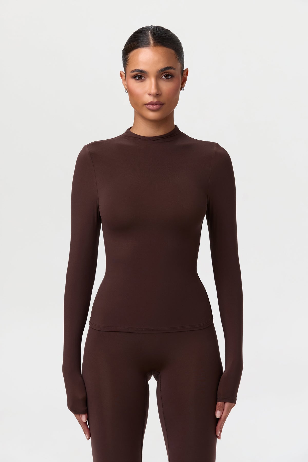 Dark Chocolate Naked Mock Neck Top