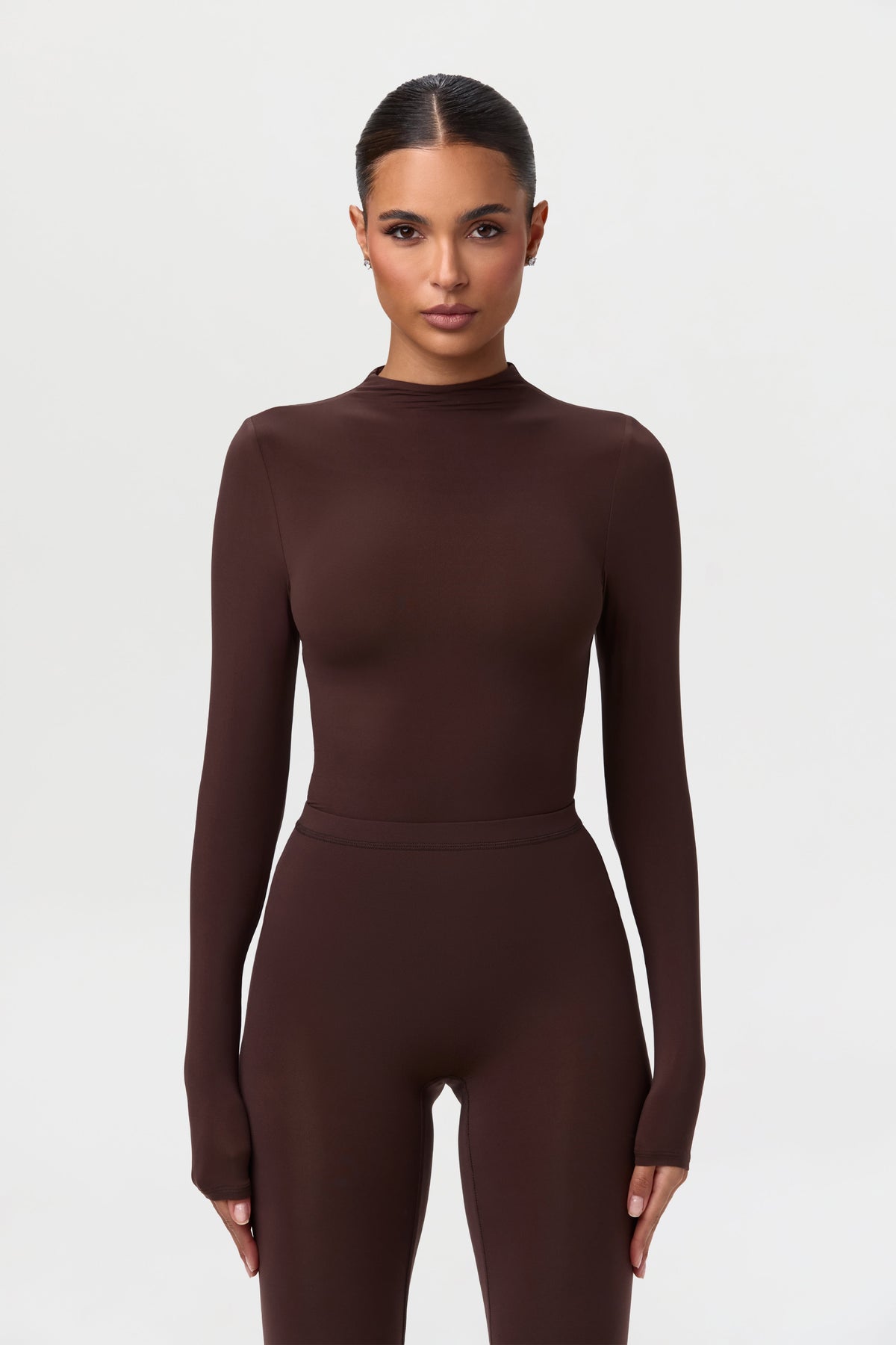 Dark Chocolate Naked Mock Neck Top