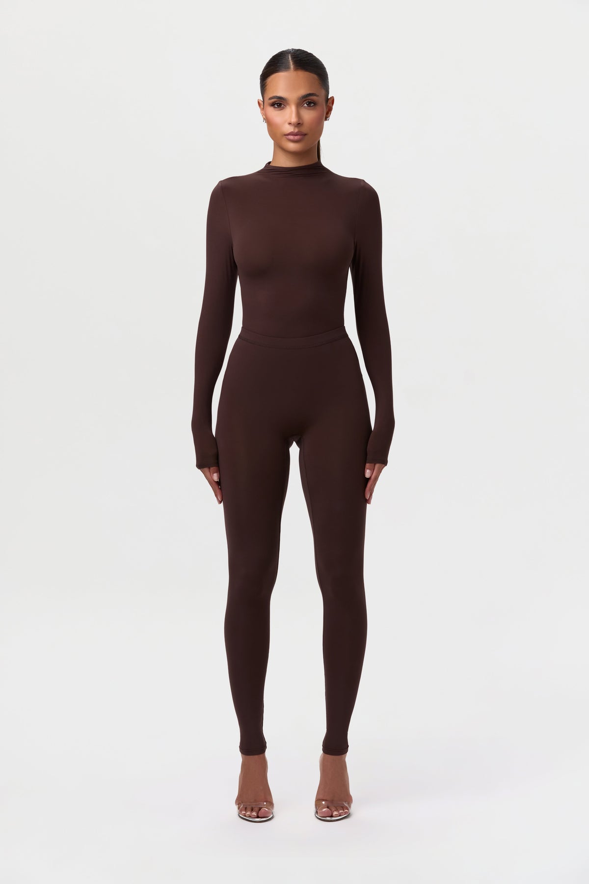 Dark Chocolate Naked Mock Neck Top