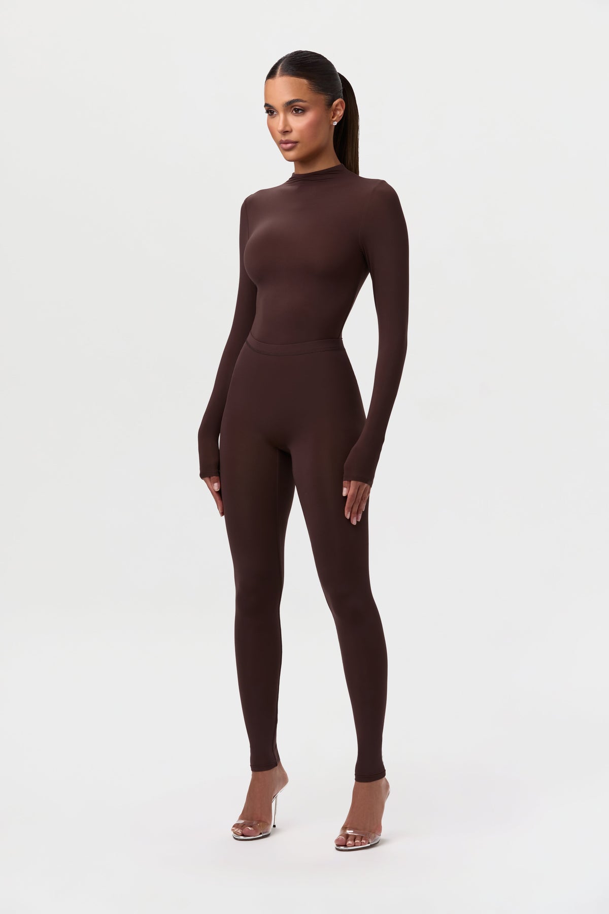 Dark Chocolate Naked Mock Neck Top