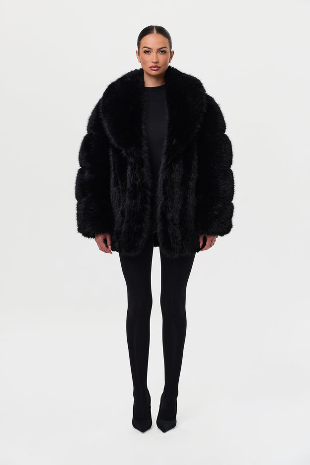 Pelted Vertical Fur Coat