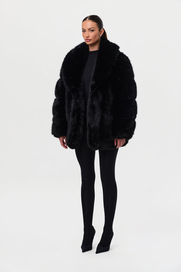 Pelted Vertical Fur Coat