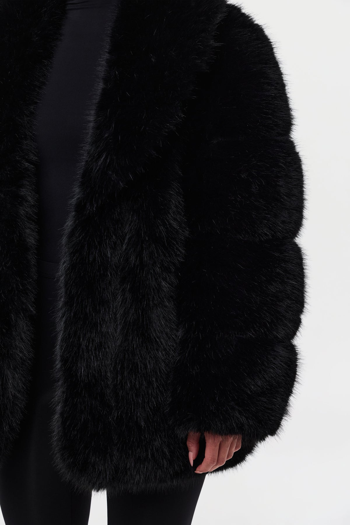 Black Pelted Vertical Fur Coat
