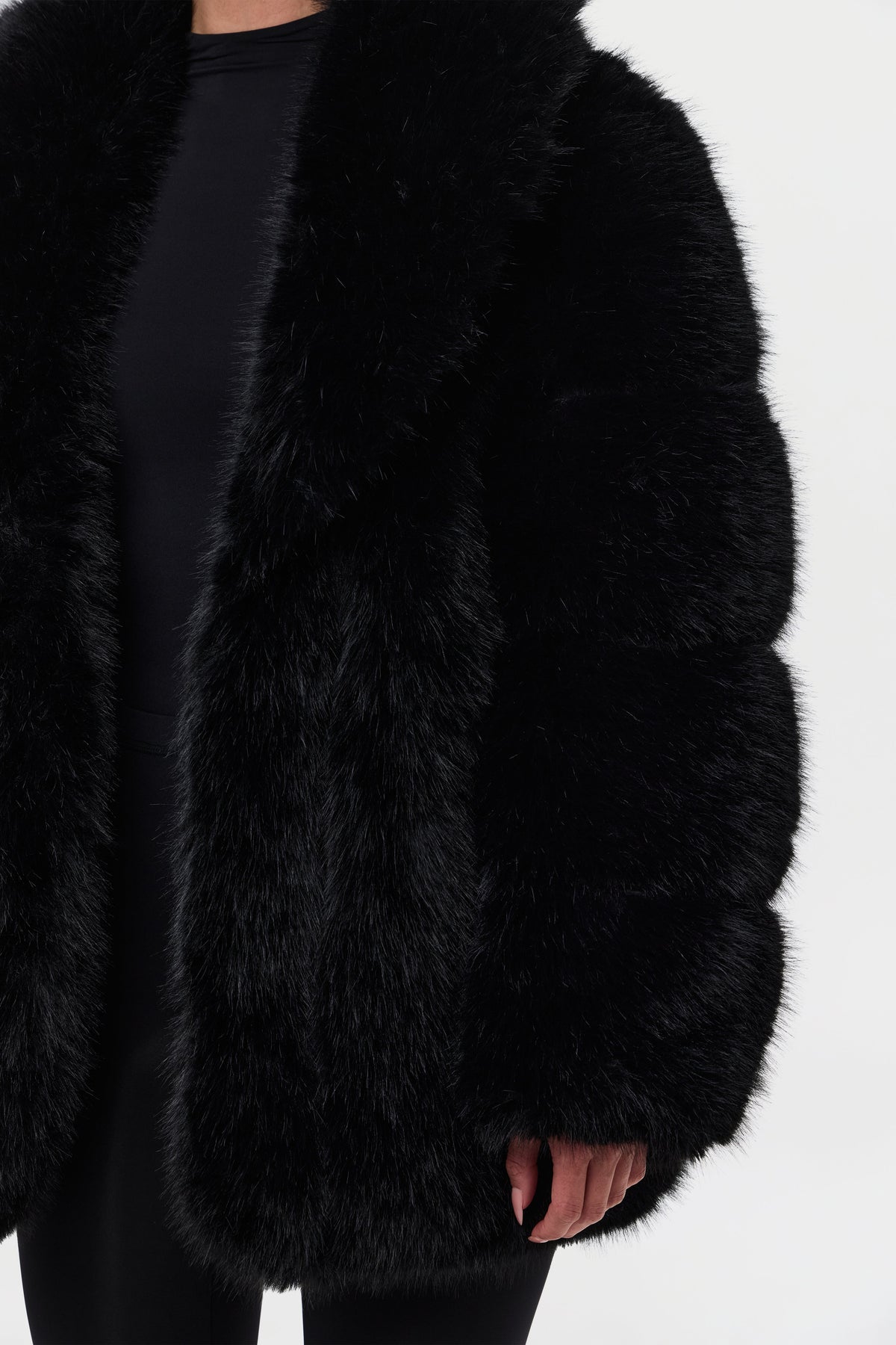 Black Pelted Vertical Fur Coat