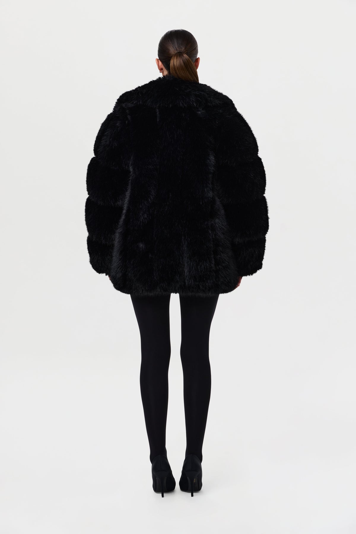 Black Pelted Vertical Fur Coat