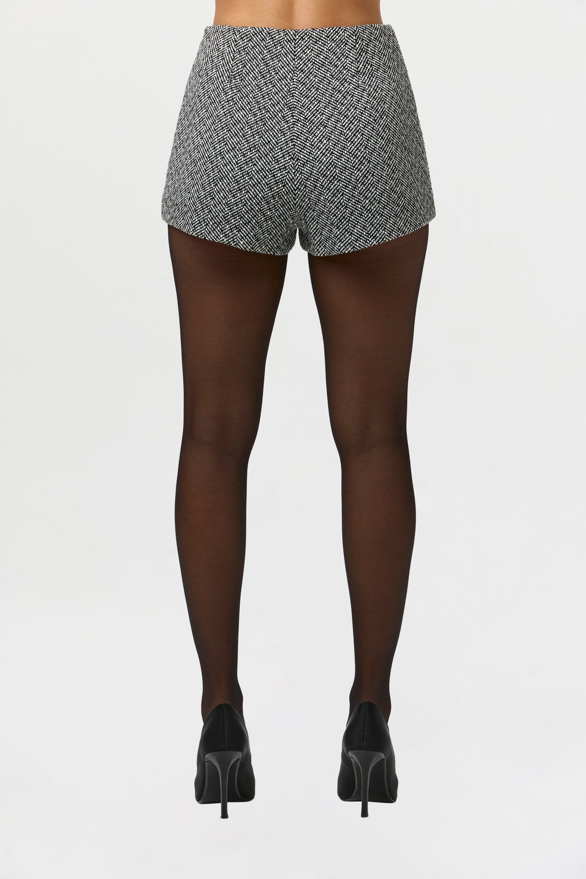 Black/White Pattern Suiting Hot Short