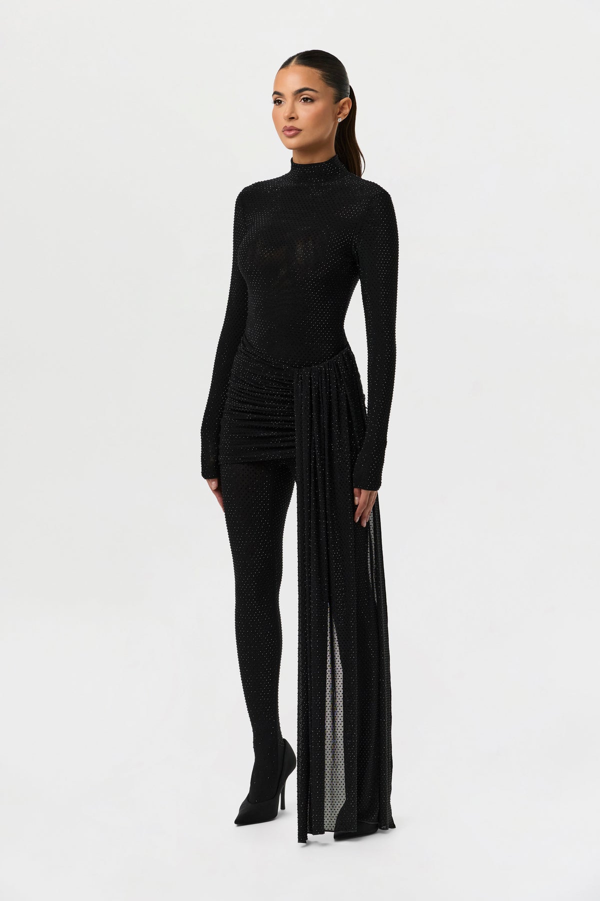 Black Crystal Closed Toe Leggings