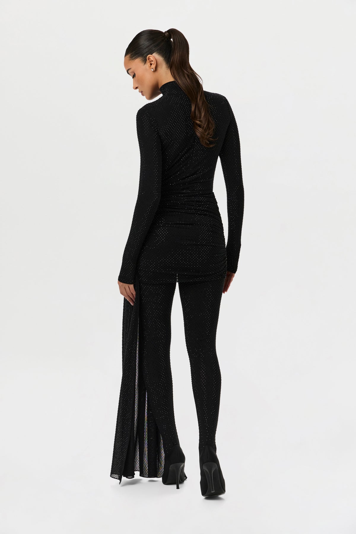 Black Crystal Closed Toe Leggings
