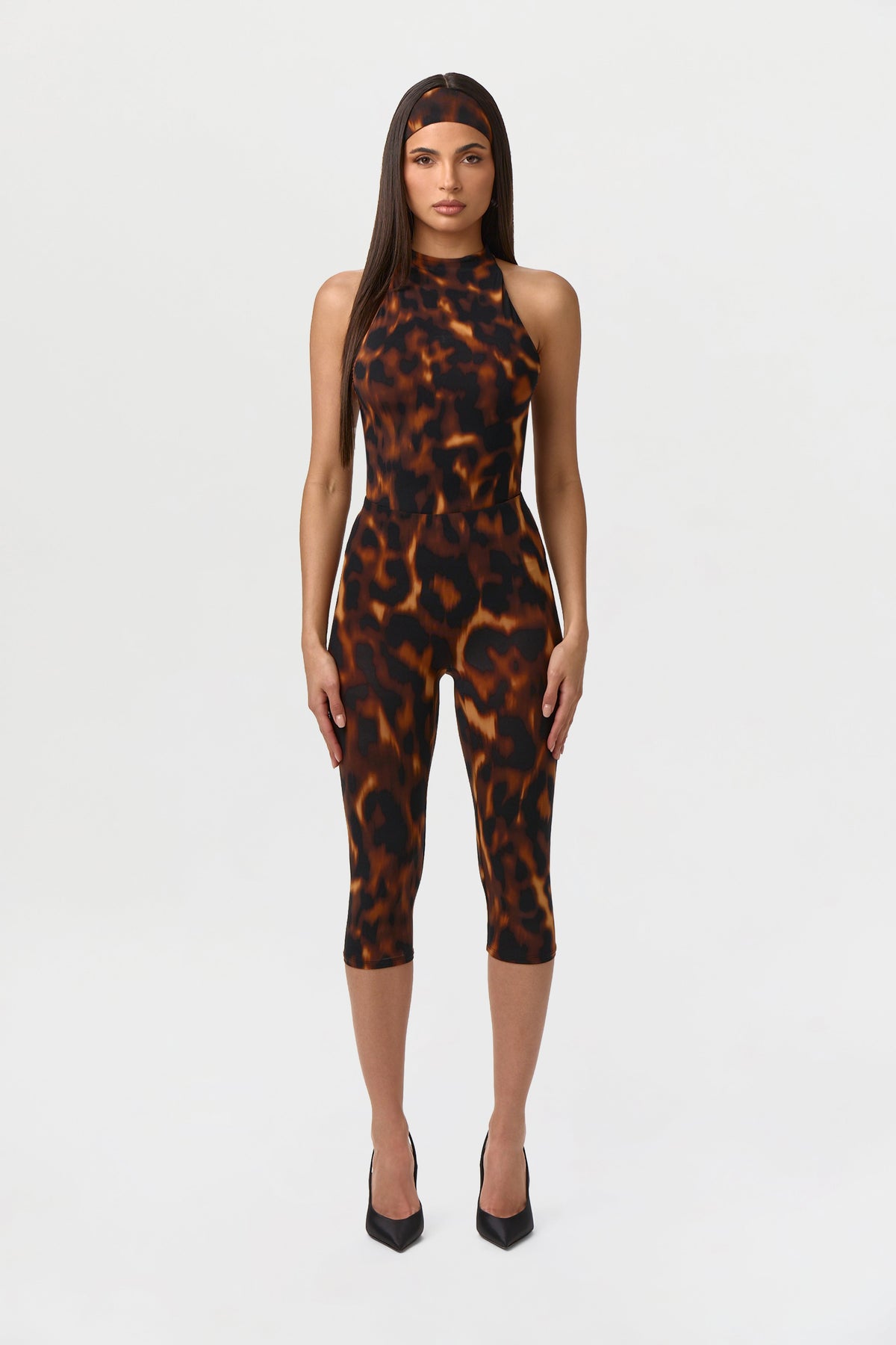 Tortoise Naked Print Capri Legging