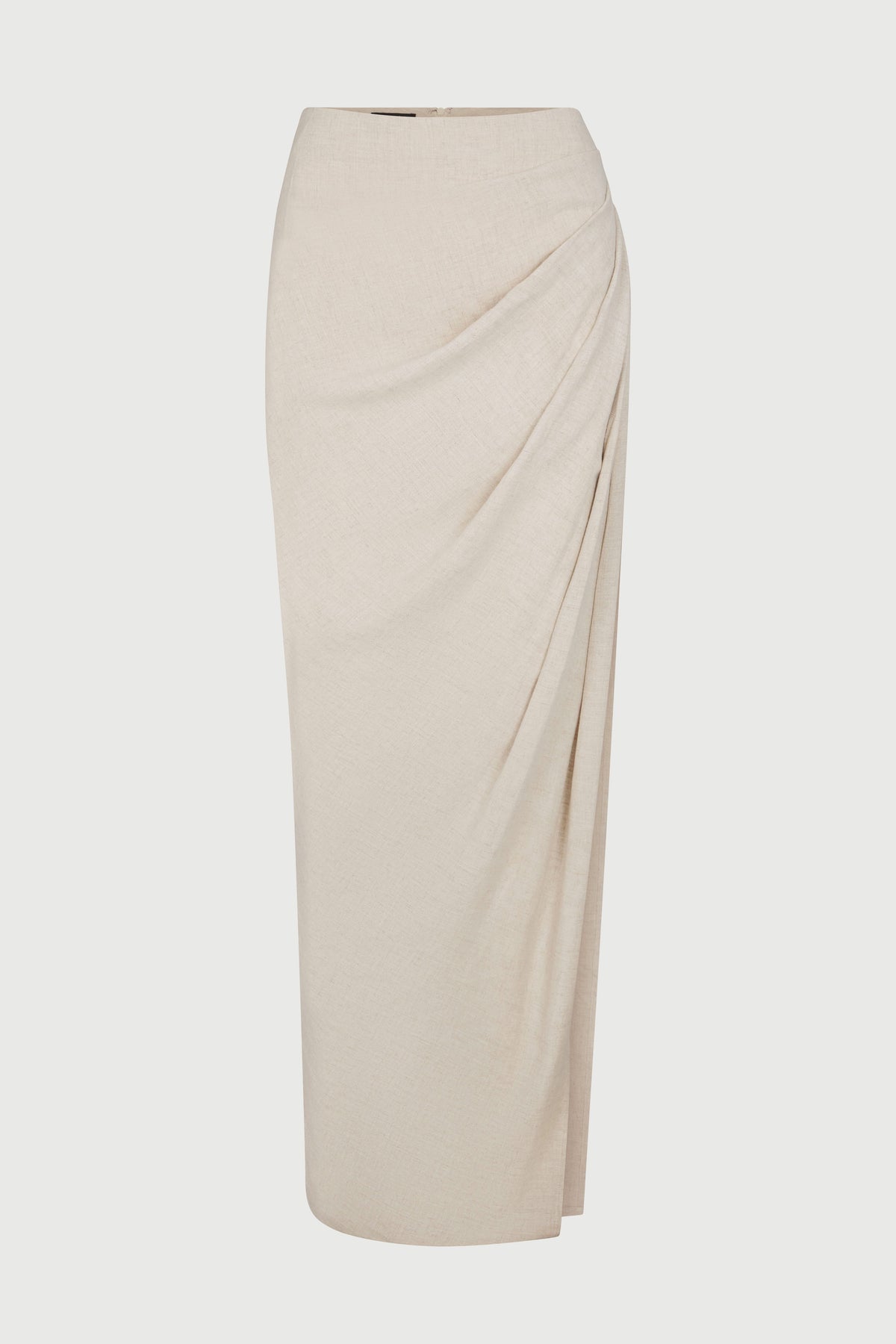 BLUE SMOKE Linen High Slit Maxi Skirt