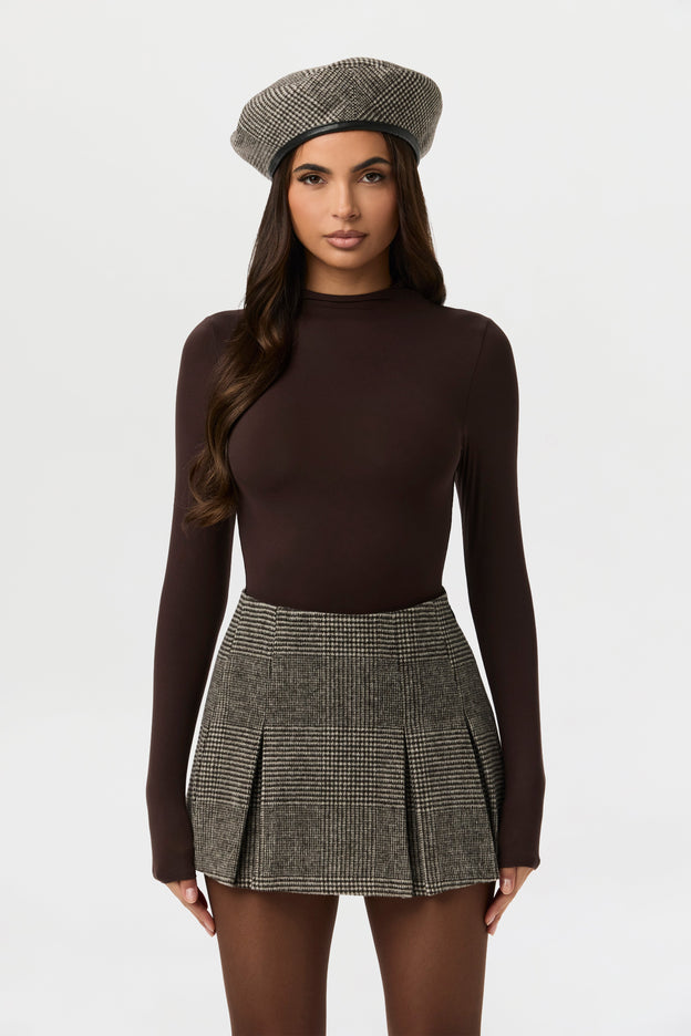 Pattern Suiting Pleated Mini Skirt