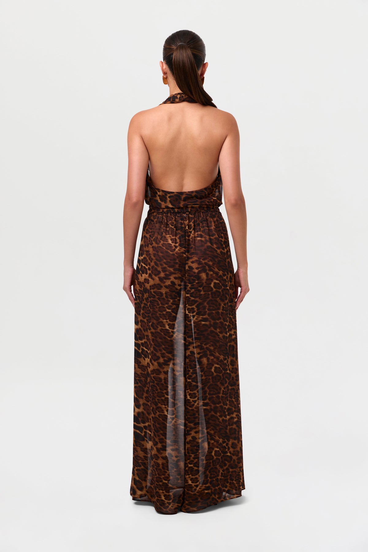 Leopard Chiffon Wrap Halter Top