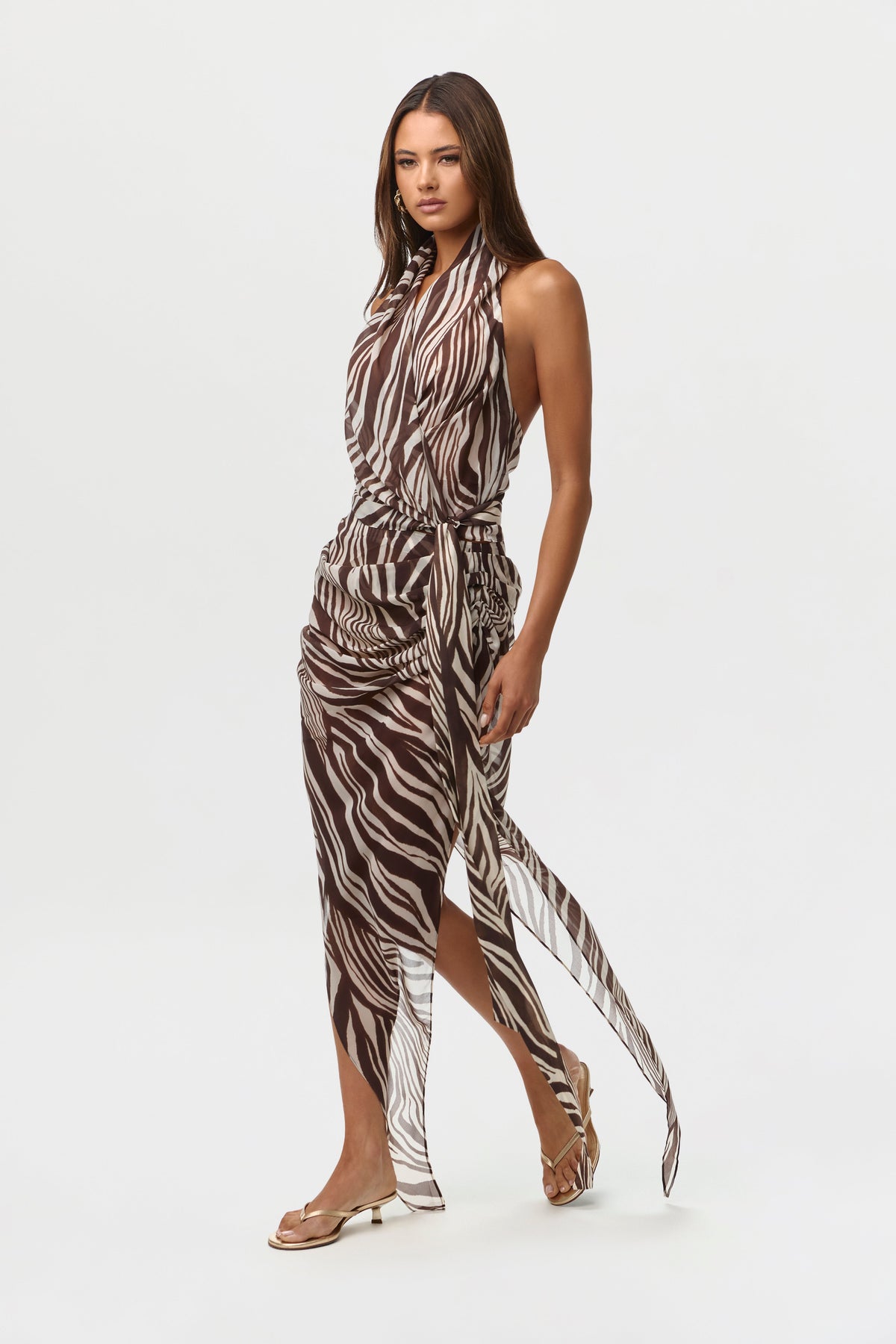 Wild Riviera Chiffon Print Asymmetrical Skirt