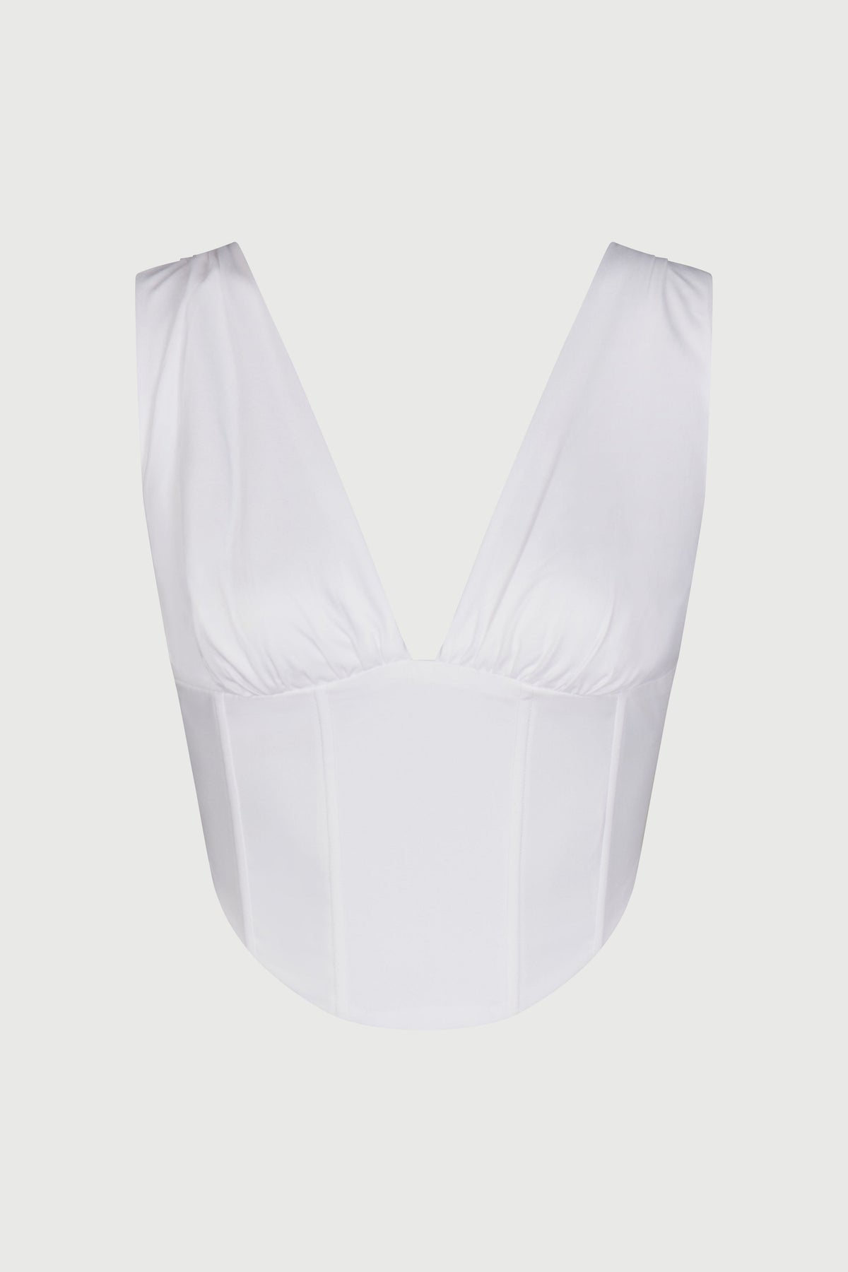 WHITE Shirting V-Neck Corset Top