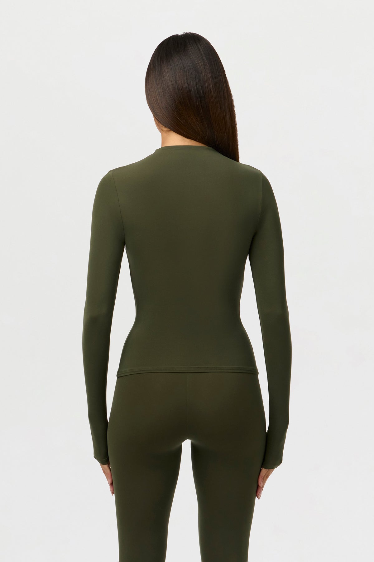 Dark Olive Naked Mock Neck Top