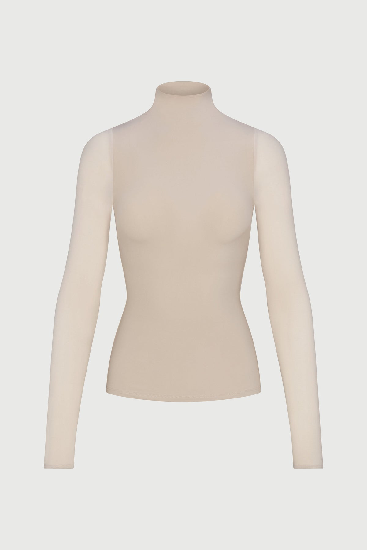 Taupe Naked Mock Neck Top