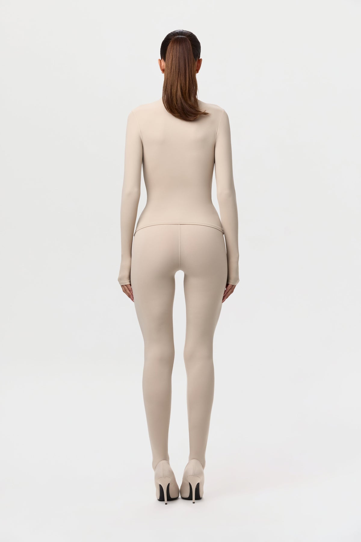 Taupe Naked Mock Neck Top