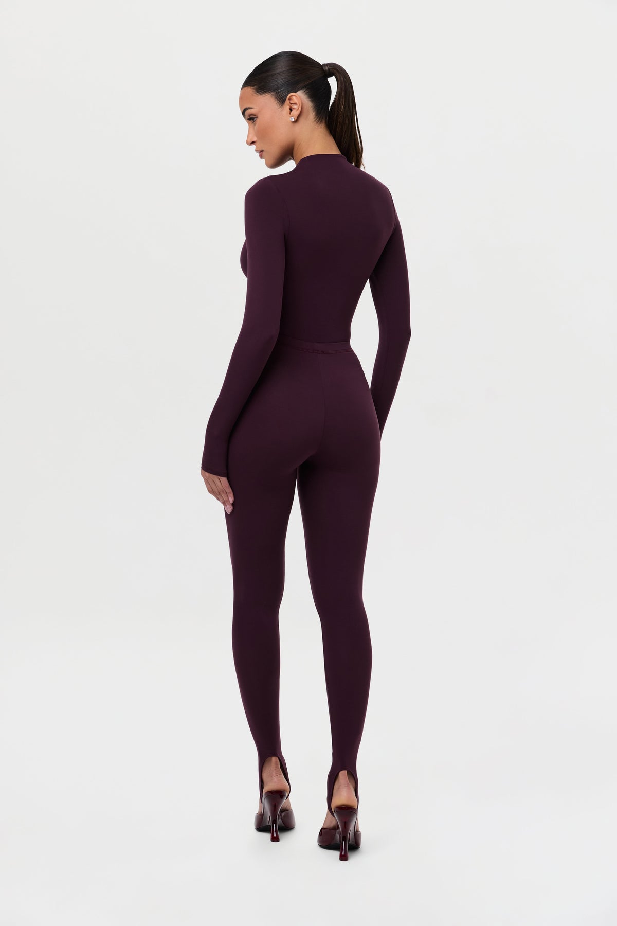 Dark Plum Naked Mock Neck Top
