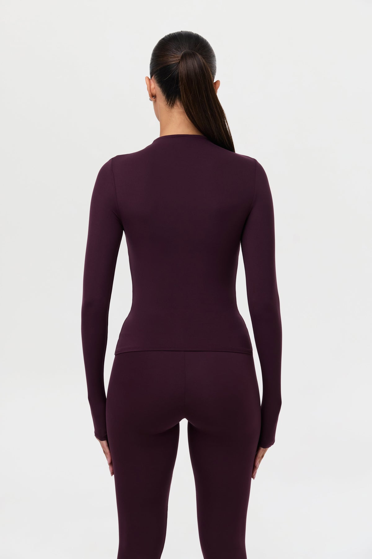 Dark Plum Naked Mock Neck Top