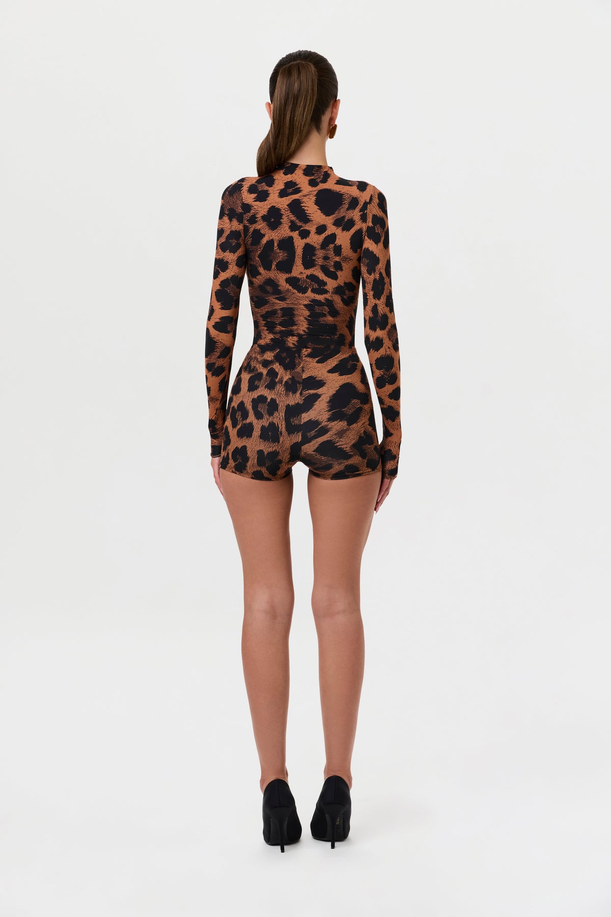 Leopard Naked Print Mock Neck Top