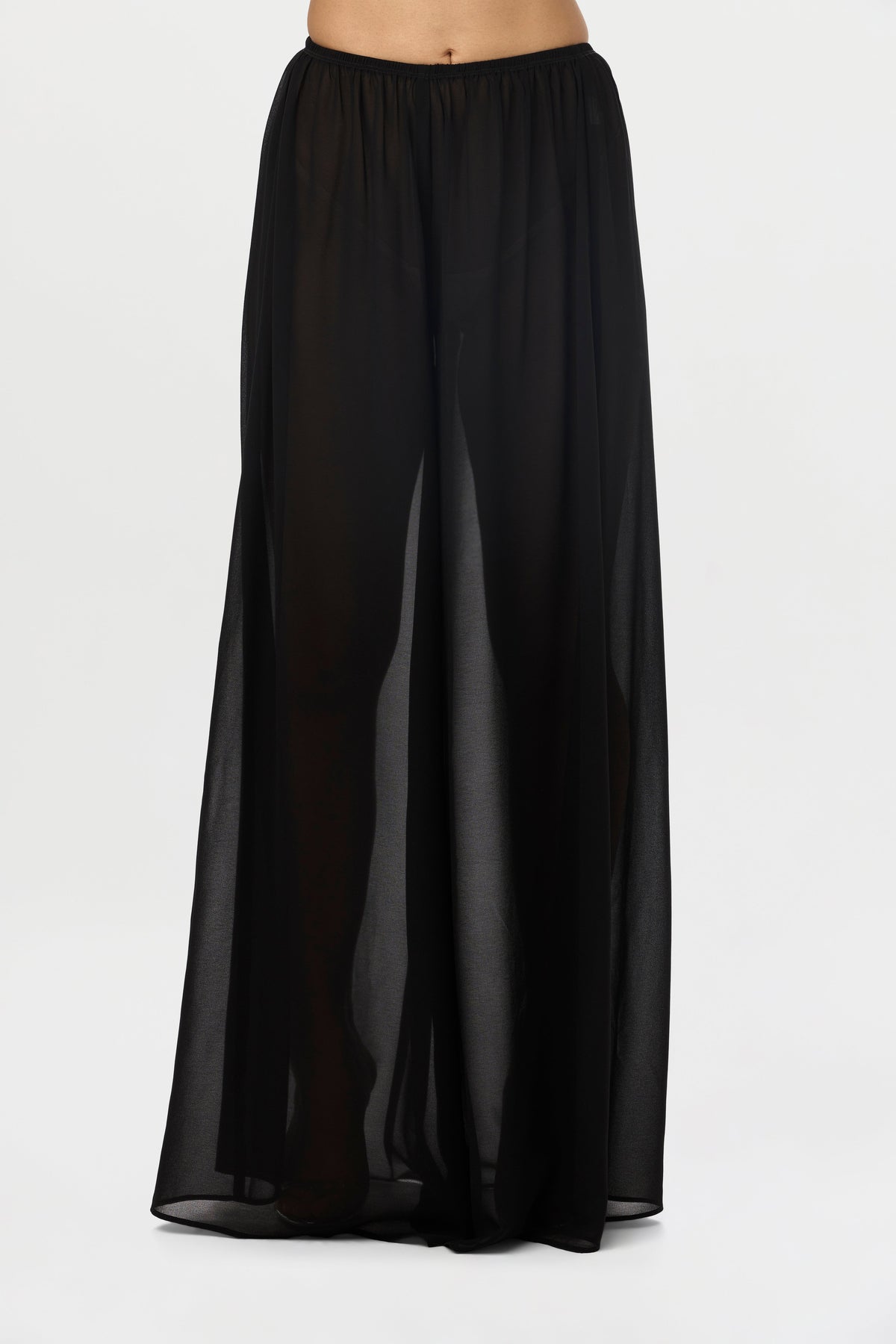 Black Chiffon Wide Leg Pants