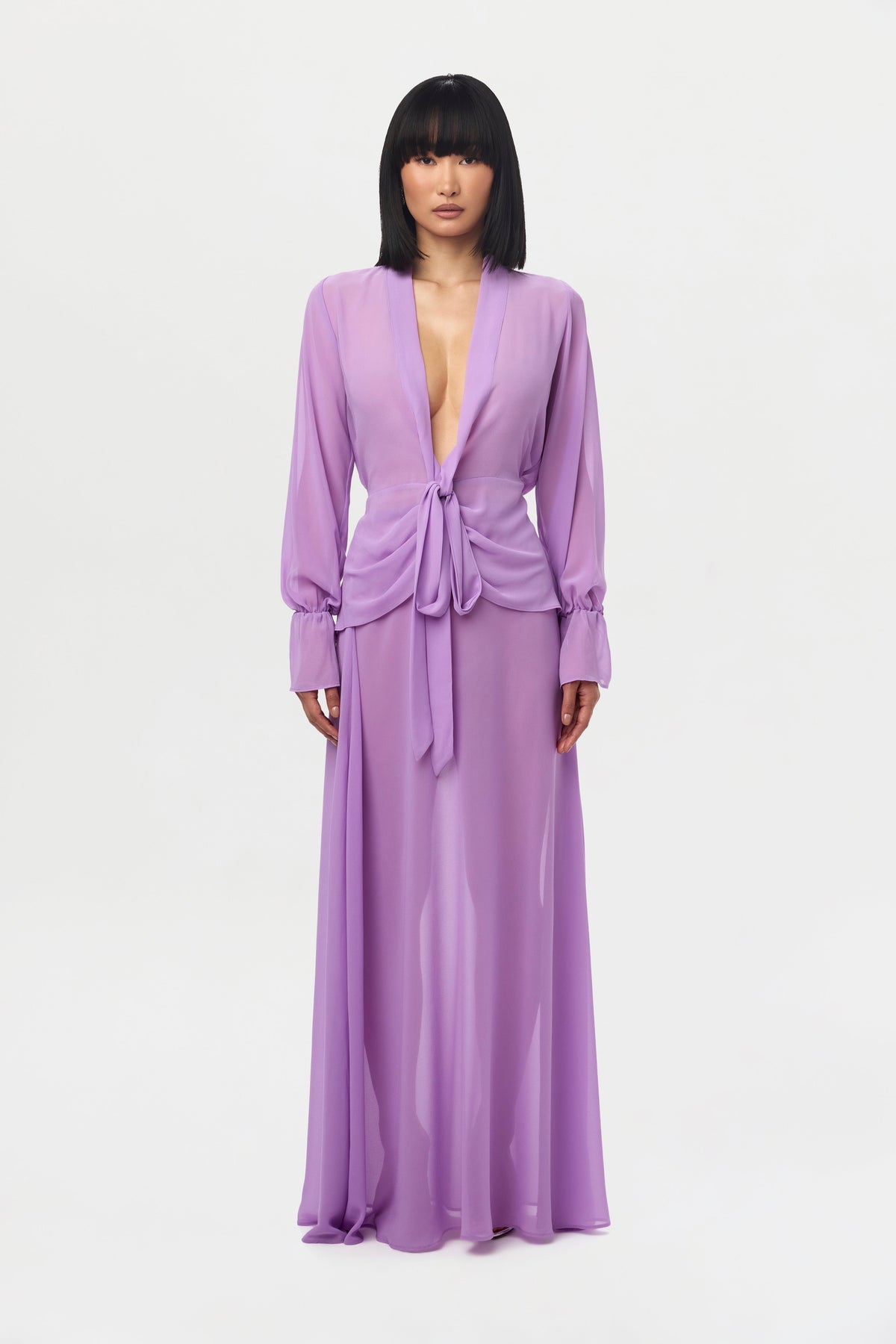 Violet Chiffon Plunge Wrap Top