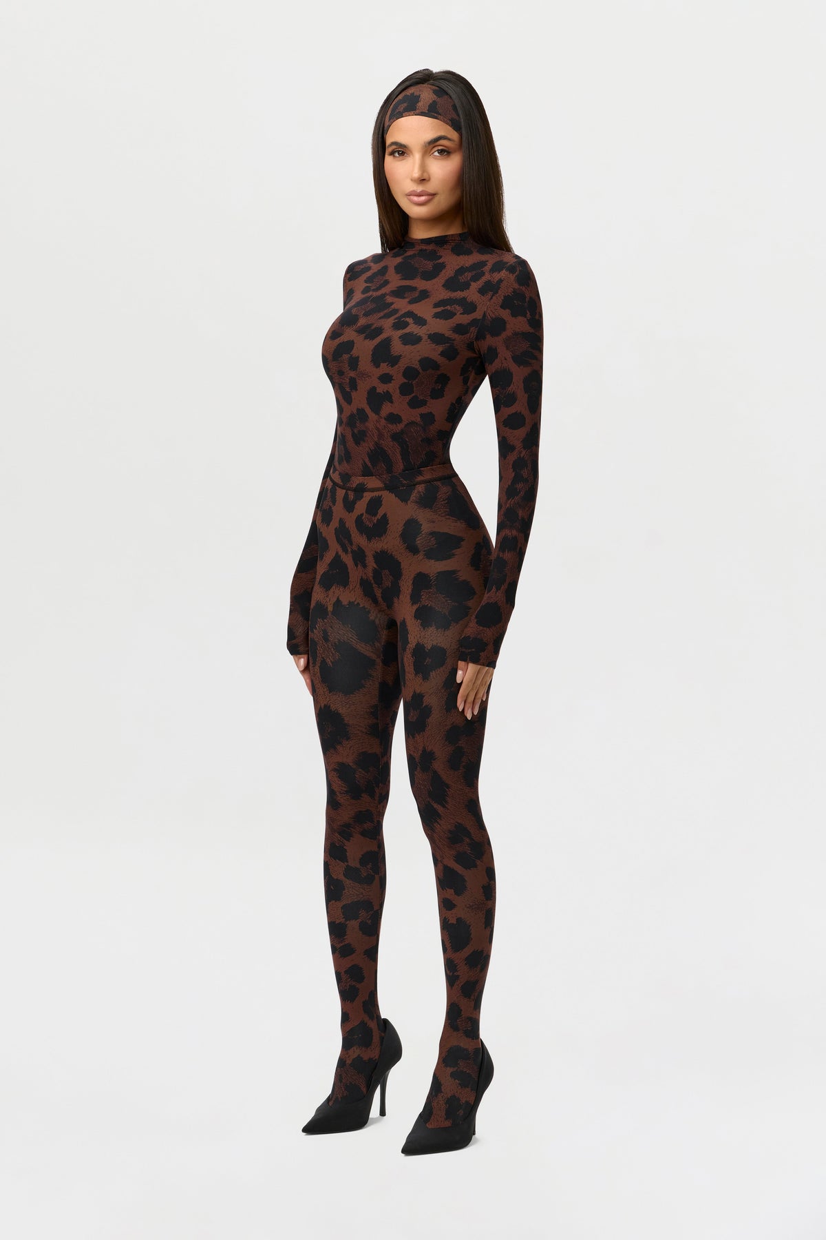 Dark Leopard Naked Print Tights