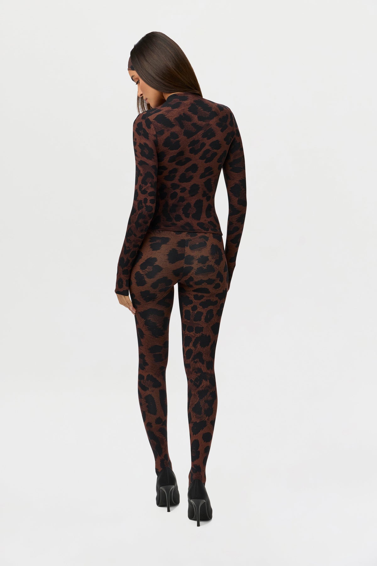 Dark Leopard Naked Print Tights